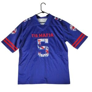 Yarfa Sports 716 Mafia Buffalo NY Football Jersey Blue Red White Mens Size M